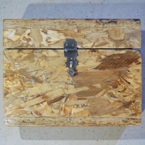 Grey Fox Handcrafted Laminated OSB Wood Treasure Chest Trinket Box Stash Bottom!